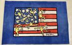 Vintage vloerkleed Keith Haring Design: Born in the USA, Huis en Inrichting, Ophalen, Zo goed als nieuw, Rechthoekig, Overige kleuren