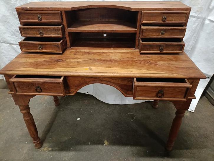 Teakhouten Bureau met Lades, Huis en Inrichting, Bureaus, Gebruikt, Bureau, Ophalen