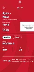 2 tickets Ajax - NEC, Losse kaart, Twee personen, Mei