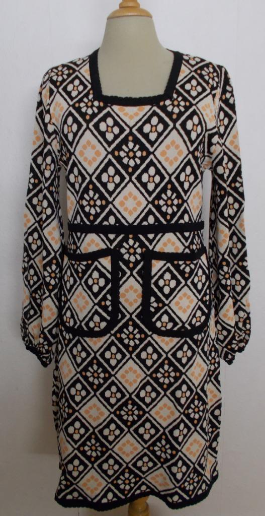 Mooi stretch print jurkje van Monciel! L, Kleding | Dames, Jurken, Zo goed als nieuw, Maat 42/44 (L), Overige kleuren, Onder de knie