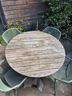 4 stoelen/kussens + tafel, Tuin en Terras, Tuintafels, Ophalen, Gebruikt, Rond