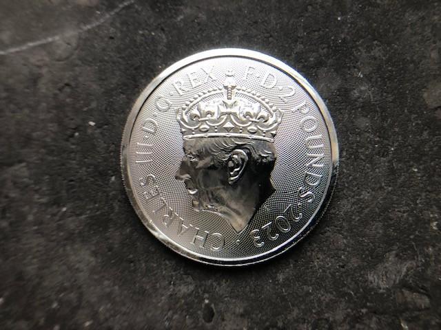 2023 UK - Britannia met King Charles Crowned - 1 oz silver, Postzegels en Munten, Edelmetalen en Baren, Zilver, Ophalen of Verzenden