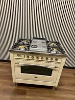 Luxe Nostalgische Boretti Fornuis creme 5 pits / Frytop 90cm, 60 cm of meer, Ophalen of Verzenden, Zo goed als nieuw, Energieklasse A of zuiniger