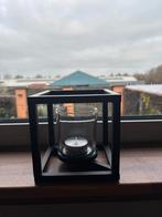 Vierkante zwarte waxine licht houder 12x12x12, Huis en Inrichting, Woonaccessoires | Kandelaars en Kaarsen, Zwart, Ophalen of Verzenden