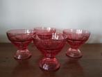 Dessertcoupes, ijscoupes, cranberry roze, 4 x, vintage, Glas of Glazen, Ophalen of Verzenden, Overige stijlen, Glas