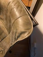 Mooie groen leren relax stoel + hocker, Ophalen, Gebruikt, Eenpersoons, Minder dan 75 cm