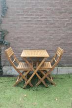 Tuintafel met twee stoeltjes hout, Tuin en Terras, Ophalen, Gebruikt, Rechthoekig, Hout