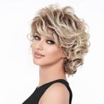 Pruik met nonchalante krullen met witblonde punten 30T613, Verzenden, Nieuw, Pruik of Haarverlenging