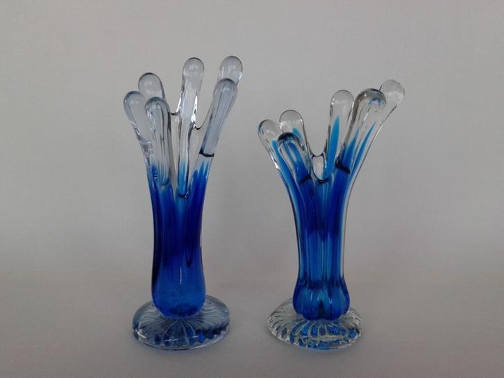 Stel Solifleur Vazen Murano Artglass, Antiek en Kunst, Antiek | Glas en Kristal, Ophalen of Verzenden