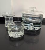 Glazen Bonbonnière  vaasje asbak KROSNO BONNY Pools kristal, Gebruikt, Schaal, Rond, Ophalen of Verzenden