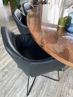 6 moderne leren eetkamerstoelen, Ophalen, Zwart, Zo goed als nieuw, Metaal