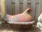 Bijzonder! Oude houten kip op mand etalage bakkerij pasen, Antiek en Kunst, Curiosa en Brocante, Ophalen