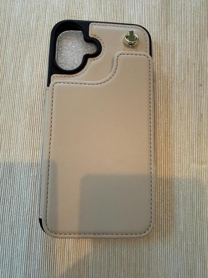iPhone 16 Plus Hoesje - beige - strap en pasjeshouder, Telecommunicatie, Mobiele telefoons | Hoesjes en Frontjes | Apple iPhone