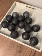 14 Kerstballen donkergrijs met glitter, Ophalen of Verzenden, Zo goed als nieuw