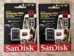 2x SanDisk Extreme PRO 64 GB MicroSDXC UHS‐I‐Kaart + Adapter, SDXC, Nieuw, Ophalen of Verzenden, Fotocamera