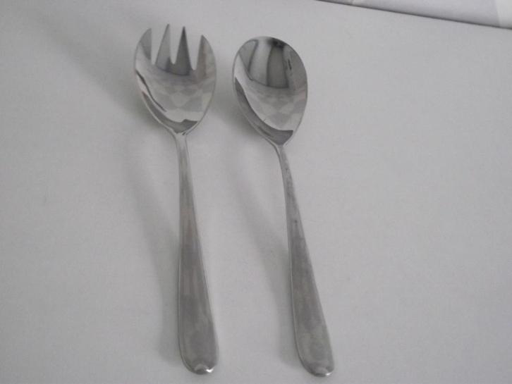 RVS 18/10 Sola Fleurie slacouvert saladevork en lepel 22 cm, Huis en Inrichting, Keuken | Bestek, Zo goed als nieuw, Los bestek