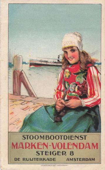 Oude folder Stoomboot dienst Marken Volendam boot ca1920 beschikbaar voor biedingen