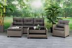 TURIN hoeklounge polyrattan tuinmeubelgroep grijs, Ophalen of Verzenden, Nieuw