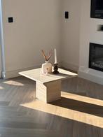 Travertin salontafel, Huis en Inrichting, Overige materialen, 50 tot 100 cm, Travertin japandi vintage marmeren natuursteen, Vierkant