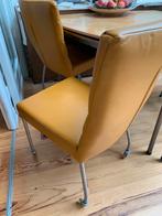 Vier  Vintage design leren stoelen, Vier, Zo goed als nieuw, Ophalen