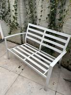 Lichtgewicht metalen tuinbank – grijs – met 4 zwarte kussens, Tuin en Terras, Ophalen, Gebruikt