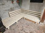 Loungehoek steigerhout, Tuin en Terras, Tuinsets en Loungesets, Ophalen, 5 zitplaatsen, Gebruikt, Steigerhout