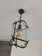 Set van hang- en plafondlamp, Huis en Inrichting, Lampen | Hanglampen, Ophalen of Verzenden, Gebruikt, Glas, Minder dan 50 cm