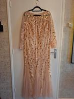 Elegante lange jurk met pailletten - Maat l, Kleding | Dames, Jurken, Maat 38/40 (M), Beige, Ophalen of Verzenden, Onder de knie