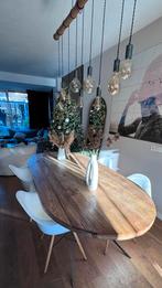 4 Witte Kuipstoelen met Houten Poten, Huis en Inrichting, Stoelen, Ophalen, Gebruikt, Wit, Vier