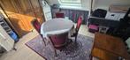 Klassieke Ronde Tafel + 4 Fluweel Rode Stoelen, Huis en Inrichting, Tafels | Eettafels, Ophalen, Overige materialen, Gebruikt