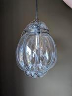 Venetiaanse hanglamp – glas in metalen frame, Huis en Inrichting, Lampen | Hanglampen, Ophalen, Gebruikt, Glas, Minder dan 50 cm