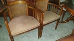 4 kersenhout eetkamer armstoelen, Huis en Inrichting, Stoelen, Ophalen, Zo goed als nieuw, Bruin, Stof