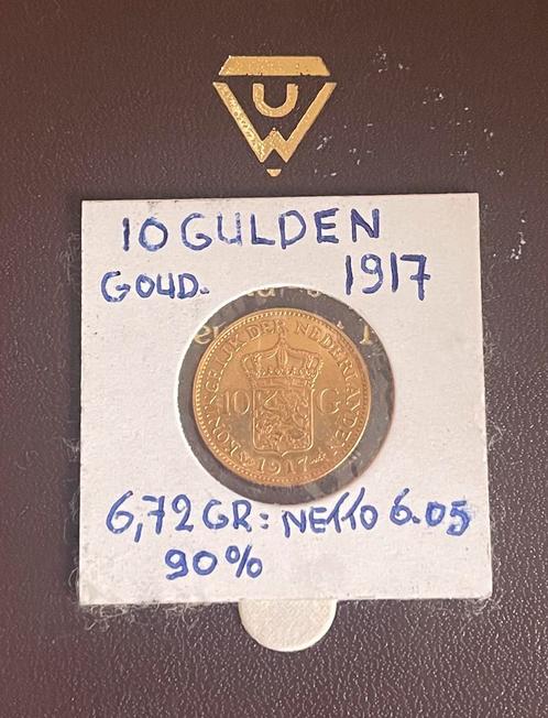 10 Gulden 1917 Gouden Munt, Antiek en Kunst, Antiek | Goud en Zilver, Goud, Ophalen of Verzenden
