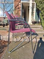 4 paarse eetkamerstoelen, Huis en Inrichting, Stoelen, Ophalen, Gebruikt, Overige kleuren, Vintage