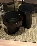 Set van 2 Manyara Amber Glass bijzettafels, Minder dan 45 cm, Minder dan 55 cm, Rond, Ophalen of Verzenden