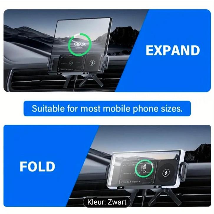 2-in-1 Auto Telefoon & Tablet Houder met Draadloos Laden, Auto diversen, Auto-accessoires, Nieuw, Ophalen of Verzenden