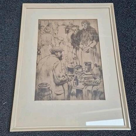 Willem Klijn , Markt in Amsterdam, Antiek en Kunst, Kunst | Etsen en Gravures, Ophalen of Verzenden