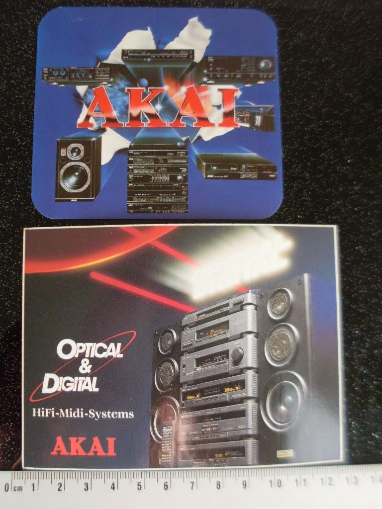 2x sticker akai hifi midi systems logo optical & digital, Ophalen of Verzenden, Zo goed als nieuw, Merk