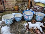 Chinese keramische plantenpotten - set van 4, Rond, Ophalen of Verzenden, Zo goed als nieuw, Balkon