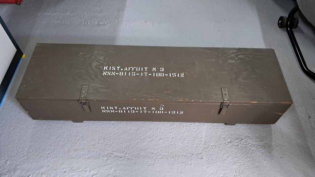 Houten munitie wapen kist legerkist vintage brocante tafel, Ophalen, Landmacht, Nederland, Kist of Geocache