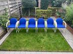 Blauwe design eetkamerstoelen Arco, Huis en Inrichting, Stoelen, Gebruikt, Blauw, Ophalen of Verzenden, Metaal