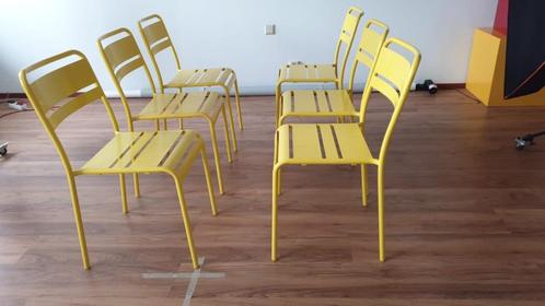Set van 6 stevige metalen stapelstoelen, Huis en Inrichting, Stoelen, Zo goed als nieuw, Vijf, Zes of meer stoelen, Metaal, Overige kleuren