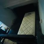 Zwart (suède) bed incl. 2x90cm matrassen, Huis en Inrichting, Gebruikt, Tweepersoons, Ophalen of Verzenden, 180 cm