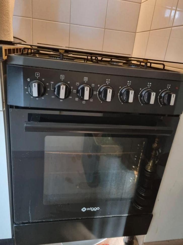 Wiggo gasfornuis 60 cm met elektrische oven – goed werkend, Witgoed en Apparatuur, Fornuizen, Gebruikt, Vrijstaand, Gas, 4 kookzones