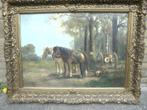 olieverf paard en wagen impressionistisch h.p. groen, Ophalen