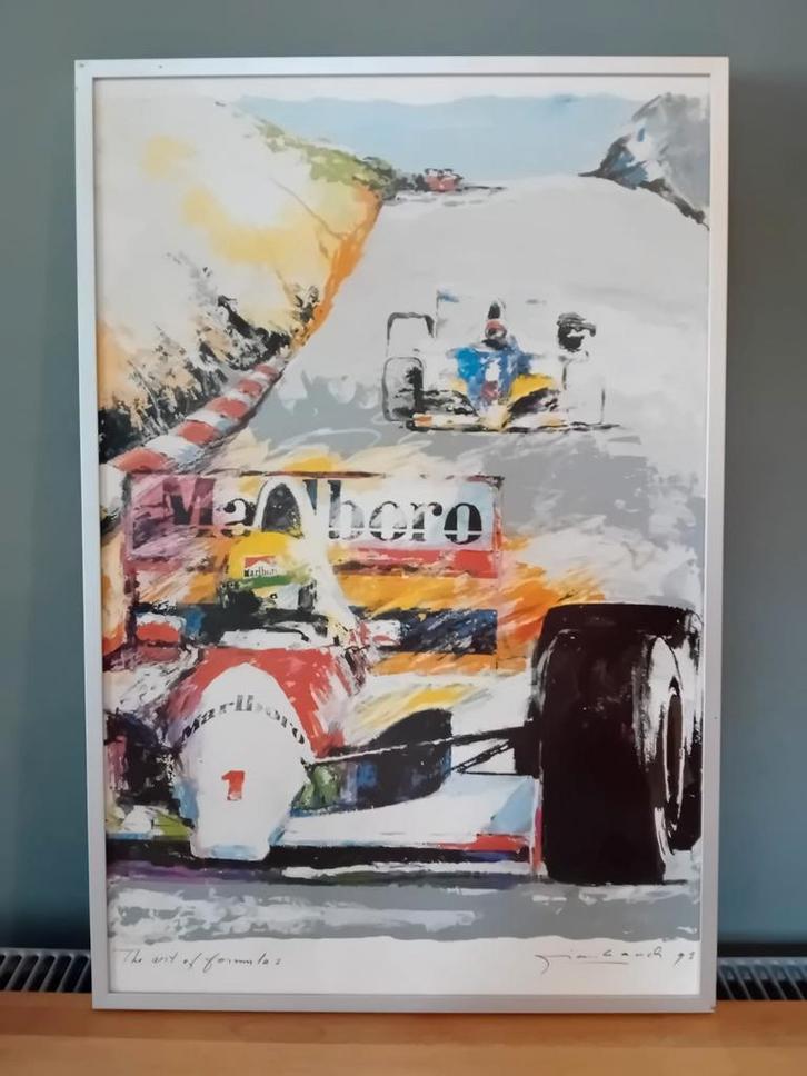 A.Senna Formule 1 Kunstprint - 'The Art of Formula 1' 1991, Antiek en Kunst, Kunst | Litho's en Zeefdrukken, Ophalen of Verzenden