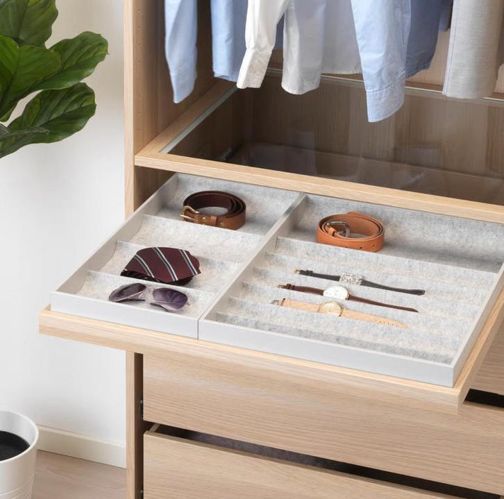 Set IKEA Pax Komplement uitschuifbare plank + glasplaat 75, Huis en Inrichting, Kasten | Kledingkasten, Zo goed als nieuw, Minder dan 100 cm