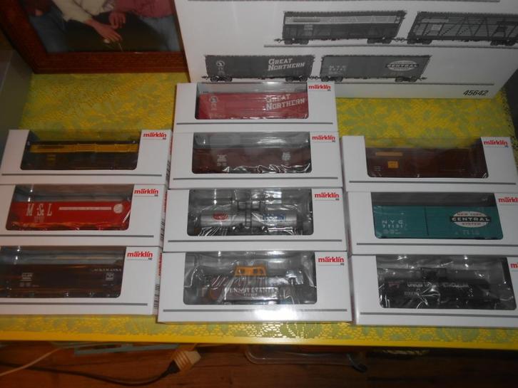 Märklin 45642, 10 delige goederen wagen set USA, Amerika, Hobby en Vrije tijd, Modeltreinen | H0, Nieuw, Treinset, Wisselstroom