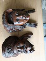 Twee houten hoofdjes, Antiek en Kunst, Ophalen of Verzenden