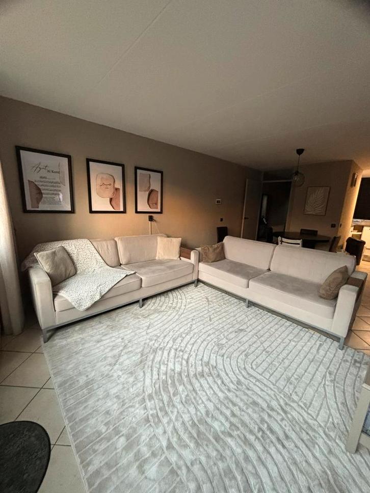 Grijz beige wehkamp bank, Huis en Inrichting, Banken | Bankstellen, Gebruikt, Rechte bank, Vierpersoons of meer, 200 tot 250 cm